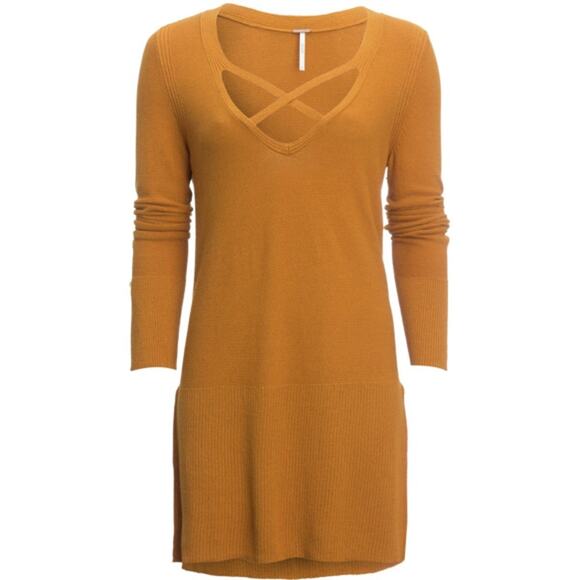 Free People Criss Cross Tunic Sweater Dress in Ginger Root - Picture 5 of 9